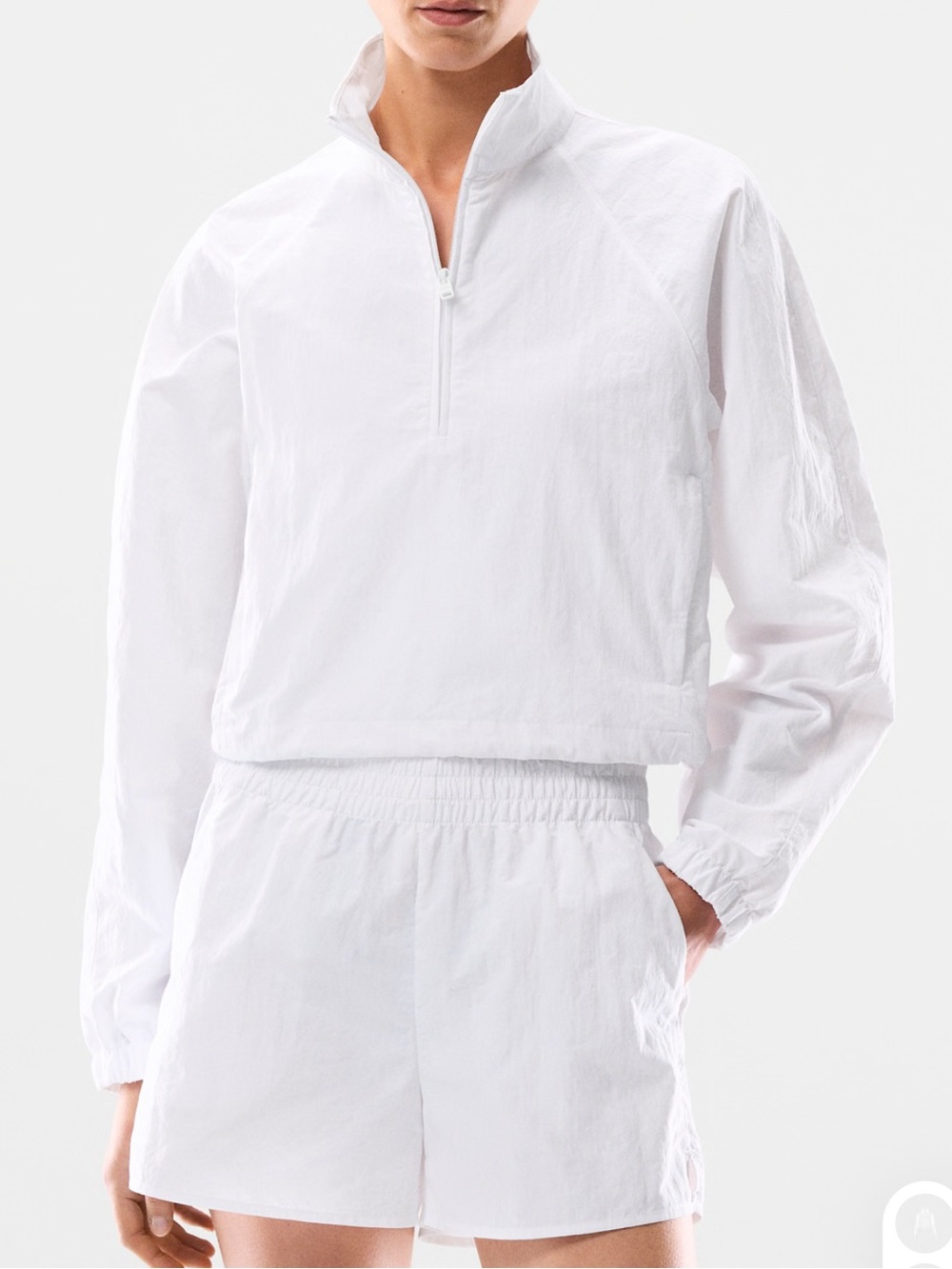 Aritzia Cropped White Pullover Windbreaker